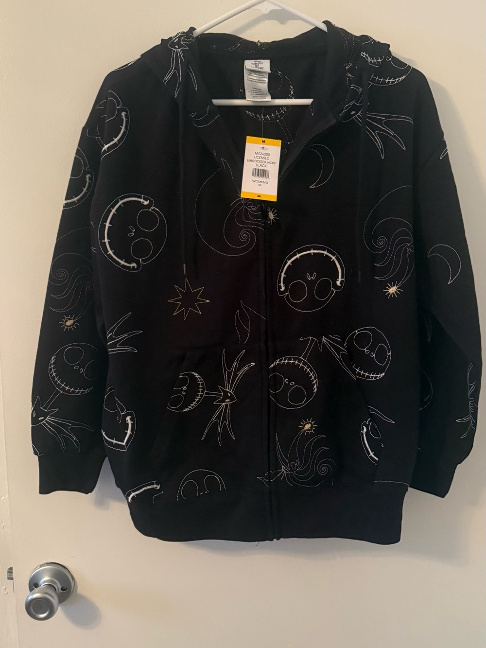 Disney Black Zip-Up Hoodie with Nighttime Jack Skellington Print